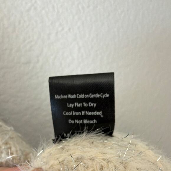 POL Ivory Knit Open Front Cardigan Sweater Ribbed Lightweight Polyester M - Picture 4 of 6